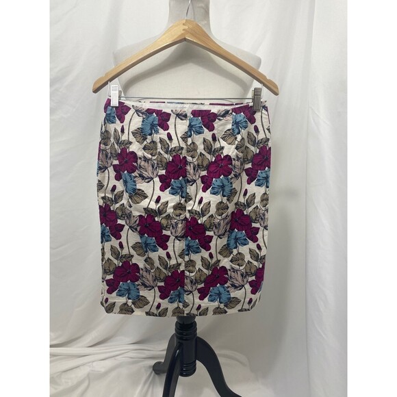 Ann Taylor Petites Women's Midi Skirt Floral Pattern Back Zip Size 4 Petite - Picture 3 of 7